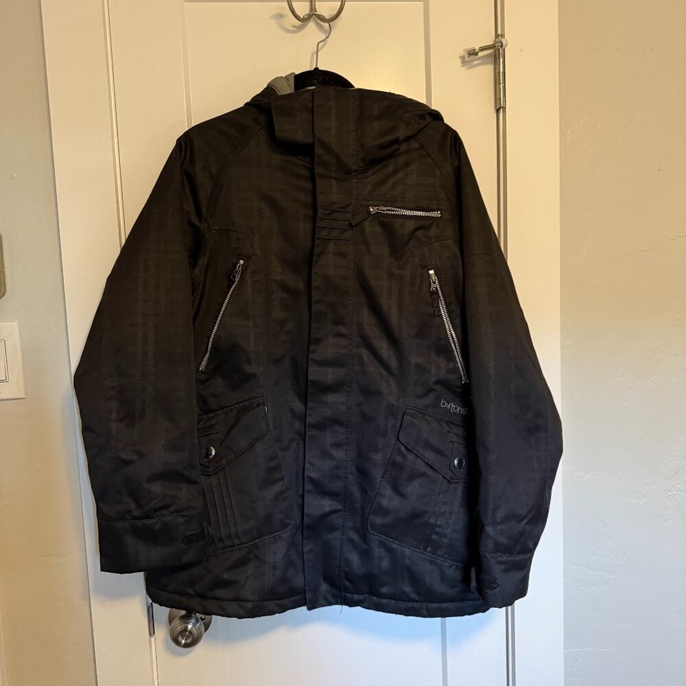 Burton Snowboarding Jacket Black Plaid Insulated - XL